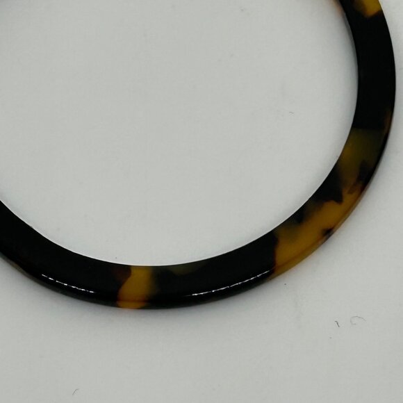 Faux Tortoise Acrylic Hoop Earrings With Silver-Tone Accents Statement 2 inches - Picture 6 of 15